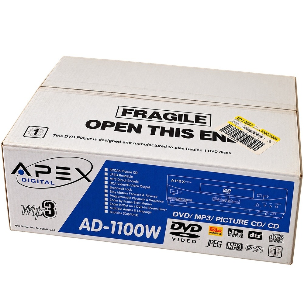 Vtg Apex Digital AD-1100W DVD MP3 CD Player MIDI Chassis S-Video Region 1 New